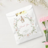 Roos Goud Bloemen Baby Bunny Baby shower Bedankzakje (Gezegeld)