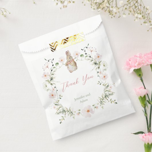 Roos Goud Bloemen Baby Bunny Baby shower Bedankzakje (Gezegeld)