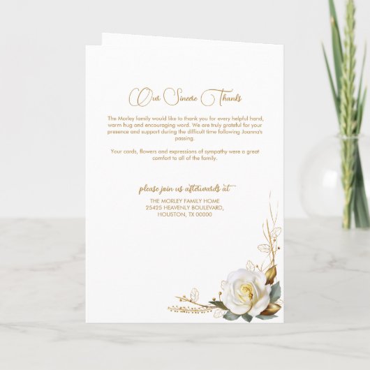 Roos & Goud Bloemen Begrafenisprogramma Programma (Achterkant)