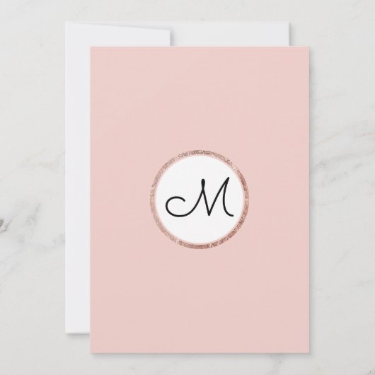 Roos Goud Bloemen Blush Roze Borstel Brunch Bubbly Kaart (Achterkant)