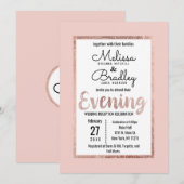 Roos Goud Bloemen Blush Roze Borstel Script Avond Kaart (Voorkant / Achterkant)