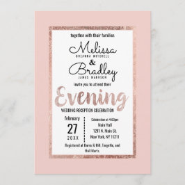 Roos Goud Bloemen Blush Roze Borstel Script Avond Kaart