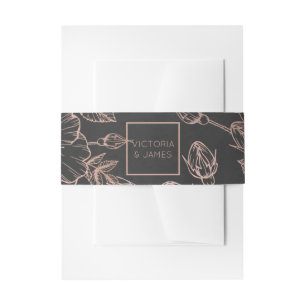 Roos Goud Bloemen Bruiloft Uitnodiging Belly Band Uitnodigingen Wikkel