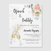 Roos Goud Bloemen Brunch Bubble Vrijgezellenfeest Magnetische Uitnodiging (Voorkant)