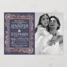 Roos Goud Bloemen en Navy Blue Verloving