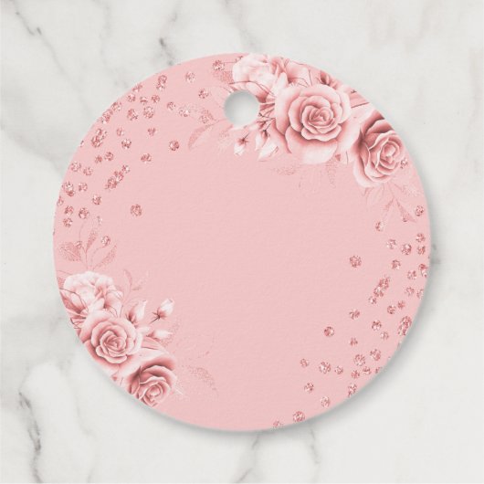 Roos Goud Bloemen Glitter 30e Verjaardag Script Bedankjes Labels (Achterkant)