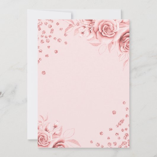 Roos Goud Bloemen Glitter 30e Verjaardag Script Kaart (Achterkant)