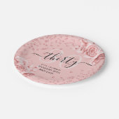 Roos Goud Bloemen Glitter 30e Verjaardag Script Papieren Bordje (Gekanteld)