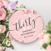 Roos Goud Bloemen Glitter 30e Verjaardag Script