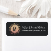 Roos Goud Bloemen Goud Glitter Ombre Adres Etiket (Insitu)