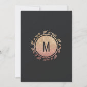 Roos Goud Bloemen Goud Glitter Ombre Bruiloft Kaart (Achterkant)