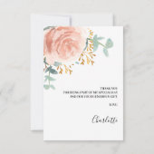 Roos Goud Bloemen Groen Elegant Birthday Bedankkaart (Achterkant)