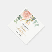 Roos Goud Bloemen Groen Elegant Birthday Servet (Hoek)