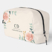 Roos Goud Bloemen Groen Naam Monogram Toilettasje (Rechterhoek)