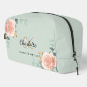 Roos Goud Bloemen Groen Naam Monogram Toilettasje (Rechterhoek)