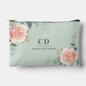 Roos Goud Bloemen Groene Naam Monogram Etui (Voorkant)