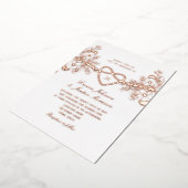 Roos Goud Bloemen Hart bruiloft Folie Uitnodigen Folie Uitnodiging (Gedraaid)