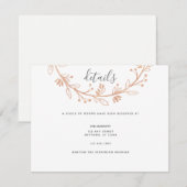 Roos Goud Bloemen Krans Modern Huwelijk Detail Kaa Informatiekaartje (Voorkant / Achterkant)