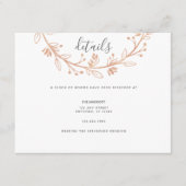 Roos Goud Bloemen Krans Modern Huwelijk Detail Kaa Informatiekaartje (Voorkant)