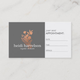 Roos Goud Bloemen Logo op Grijs Afspraakkaart Afsprakenkaartje