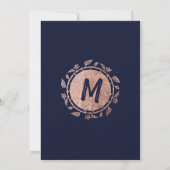 Roos Goud Bloemen Navy Blauw Borstel Script Bruilo Kaart (Achterkant)