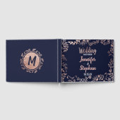 Roos Goud Bloemen Navy Blue Brush Script Gastboek Gastenboek (Volledig)