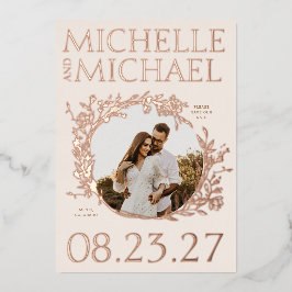 Roos Goud Bloemen Rand Foto Opslaan De Datum Kaart