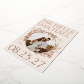 Roos Goud Bloemen Rand Foto Opslaan De Datum Kaart (Gedraaid)