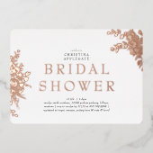 Roos Goud Bloemen Rond Vrijgezellenfeest Folie Uitnodiging (Voorkant)