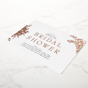 Roos Goud Bloemen Rond Vrijgezellenfeest Folie Uitnodiging