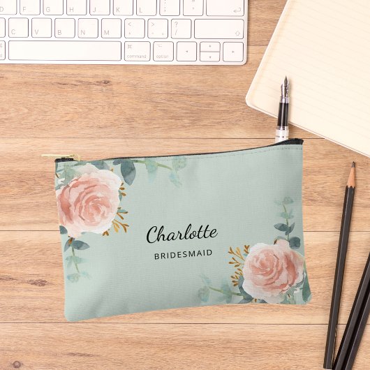 Roos Goud Bloemen Salie Groen Bruidsmeisje Etui