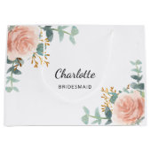 Roos Goud Bloemen Salie Groen Bruidsmeisje Groot Cadeauzakje (Voorkant)