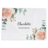 Roos Goud Bloemen Salie Groen Bruidsmeisje Groot Cadeauzakje (Achterkant)