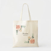 Roos Goud Bloemen Salie Groen Bruidsmeisje Tote Bag (Voorkant)
