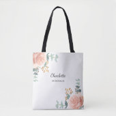 Roos Goud Bloemen Salie Groen Bruidsmeisje Tote Bag (Voorkant)