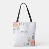Roos Goud Bloemen Salie Groen Bruidsmeisje Tote Bag (Achterkant)