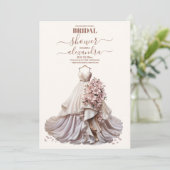 Roos Goud Bloemen Trouwjurk Vrijgezellenfeest Kaart (Staand voorkant)