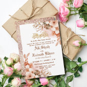 Roos Goud Bloemen Walima Islamitische bruiloft Kaart
