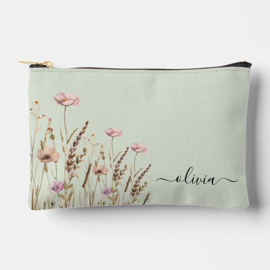 Roos Goud Bloemen Wijze Groene Naam Monogram Etui (Voorkant)