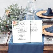 Roos goud bloemengroen bruiloft programma details