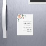 Roos goud bloemengroen luxe verjaardagsfeest magnetische uitnodiging<br><div class="desc">Een chique witte achtergrond. Versierd met een rozen gouden en blozend roze bloemblaadje,  rozen bloemblaadjes en groene watergekleurde eucalyptusbladeren,  takjes,  groen en een nepgouden tak. Personaliseer en voeg jouw namen en feestdetails toe.</div>