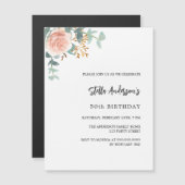Roos goud bloemengroen luxe verjaardagsfeest magnetische uitnodiging (Voorkant / Achterkant)
