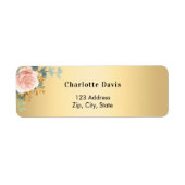 Roos goud bloemengroen retouradres etiket (Voorkant)