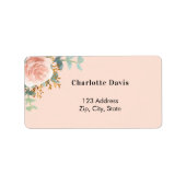 Roos goud bloemengroen retouradres etiket (Voorkant)