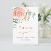 Roos goud bloemengroen Vrijgezellenfeest Bedankkaart (Staand voorkant)