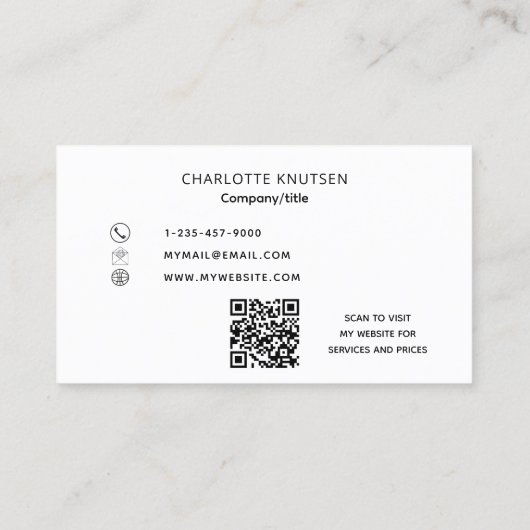 Roos goud bloemenmonogram QR code Visitekaartje (Achterkant)