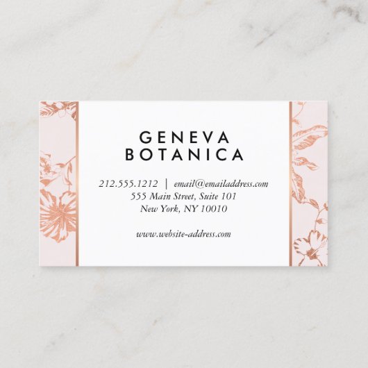  Roos Goud Bloemenpatroon op Roze Designer Visitekaartje (Achterkant)