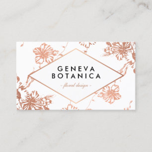  Roos Goud Bloemenpatroon op Witte Designer Visitekaartje