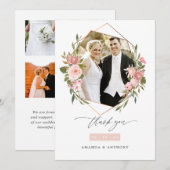 Roos Goud & Blush Geometrische Bruiloft Fotocollag Bedankkaart (Voorkant / Achterkant)