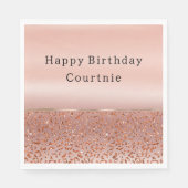 Roos Goud Blush Glam Glitter Luipaard Servet (Voorkant)